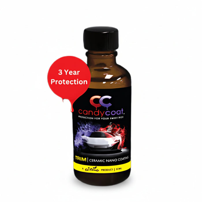 Bottle of candy coat ceramic nano coating with a red label indicating 3-year protection on a white background.