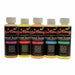 Five bottles of Car Candy Sweet Scents with different scents on a white background