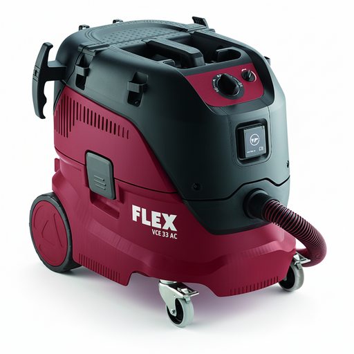 Red and black Flex vacuum cleaner on a white background
