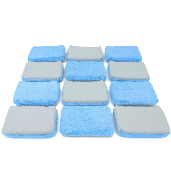 Autofiber Thin Saver Applicator Half/Half Microfiber Coating Applicator Sponge with Plastic Barrier (One Side Suede, One Side Terry)